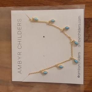 Ambyr Childers Gold, Turquoise, and Crystal Necklace